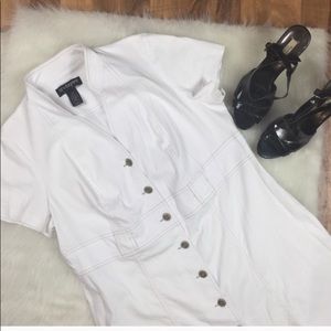 Lane Bryant white shirt dress, 14 W missing  belt